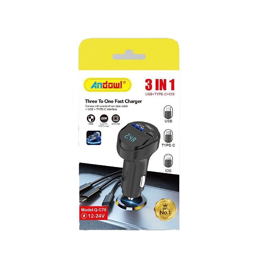 Αντάπτορας μουσικής αυτοκινήτου FM Transmitter με Type-C Andowl Q-C70